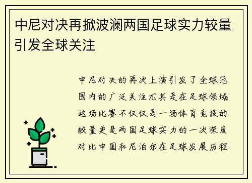 中尼对决再掀波澜两国足球实力较量引发全球关注